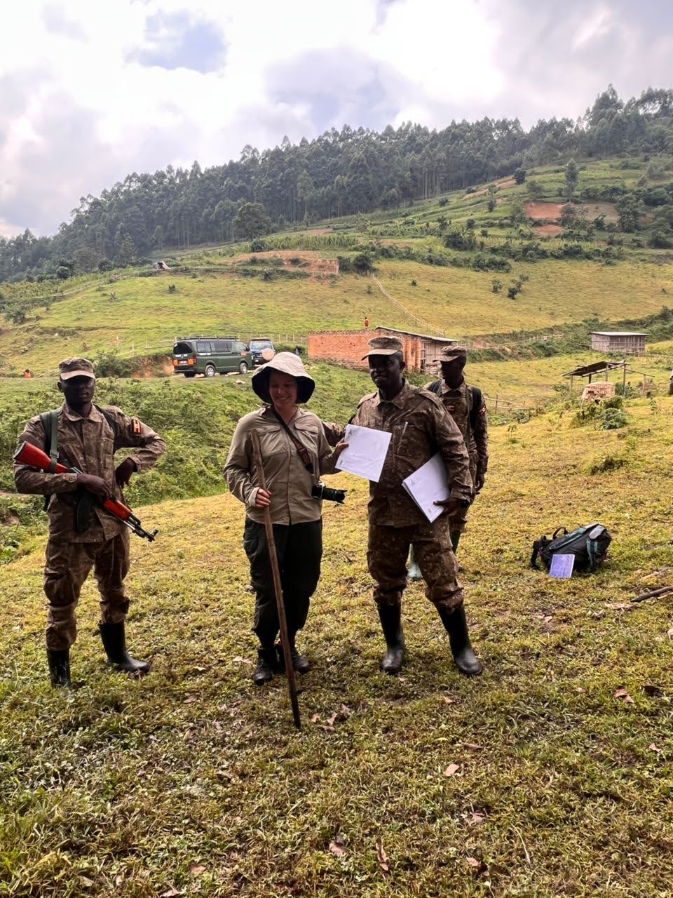 After tracking gorillas, with a gorilla permit